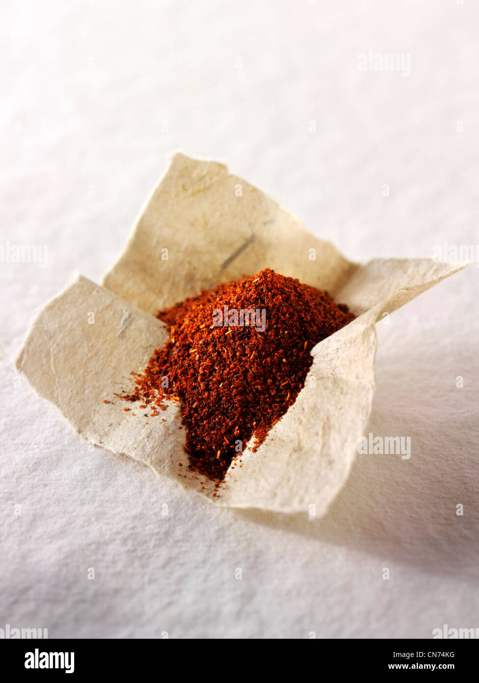 Ground chilli spice powder Stock Photo