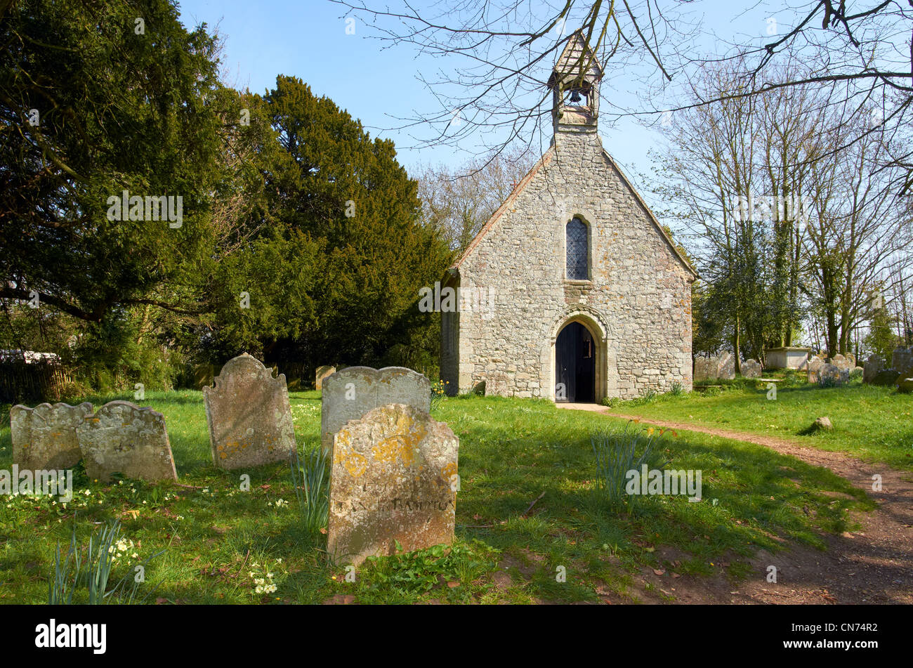 St Bartholomew’s Church, 13th century parish church only chancel remains. Manor Farm Country Park, Hampshire. Stock Photo