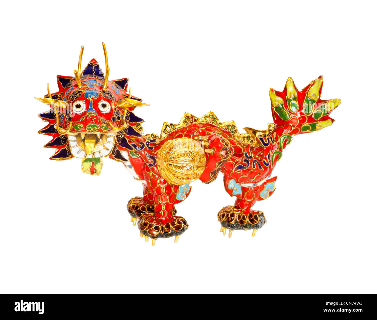 Traditional Chinese dragon figurine. Symbol of 2012 new year and years 2024, 2036, 2048, 2060, 2072, 2084, 2096. Focus on eyes. Stock Photo