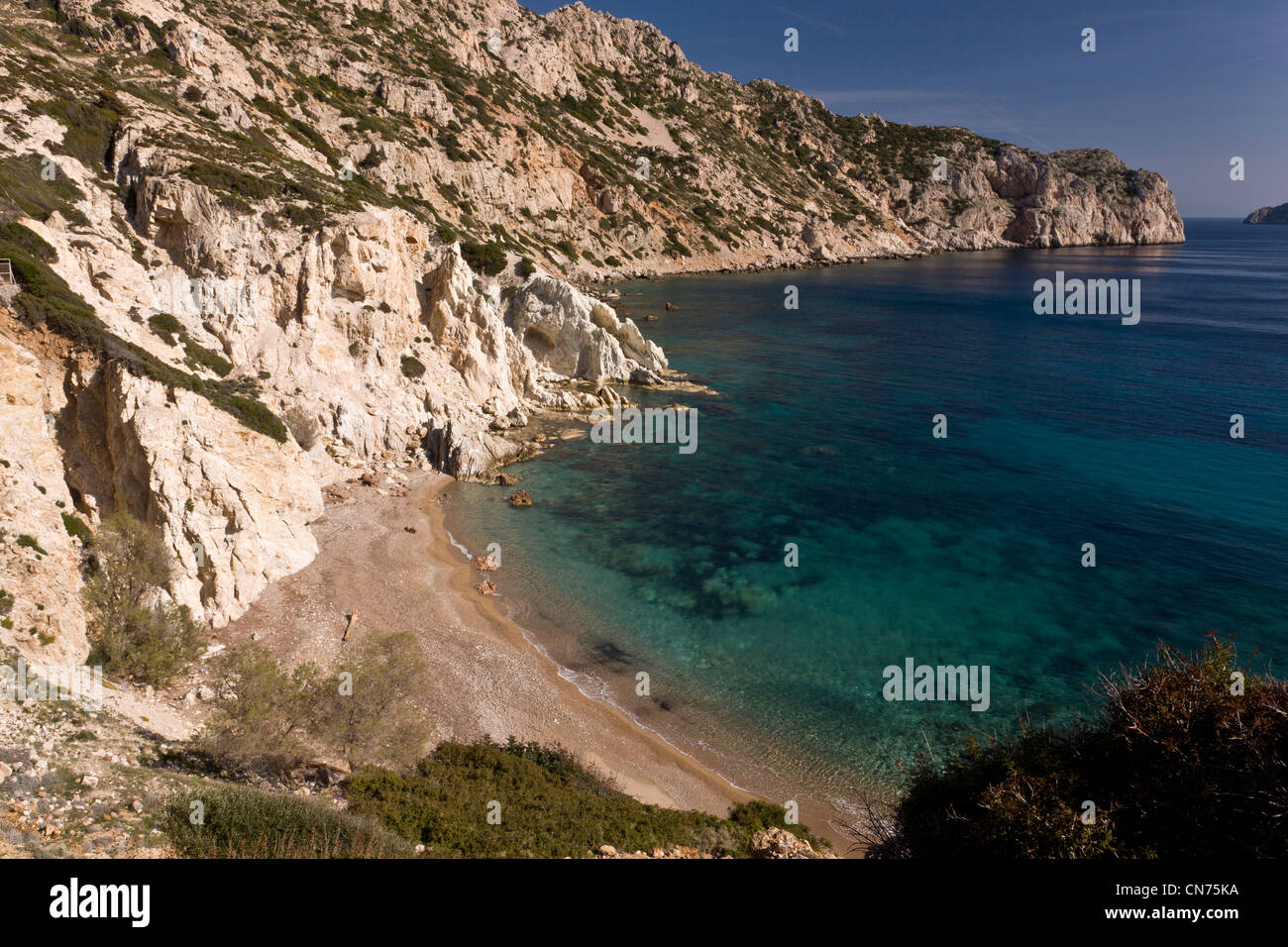Vroulidhia Bay, near Dhotia, on the south coast of Chios, Greece. Stock Photo