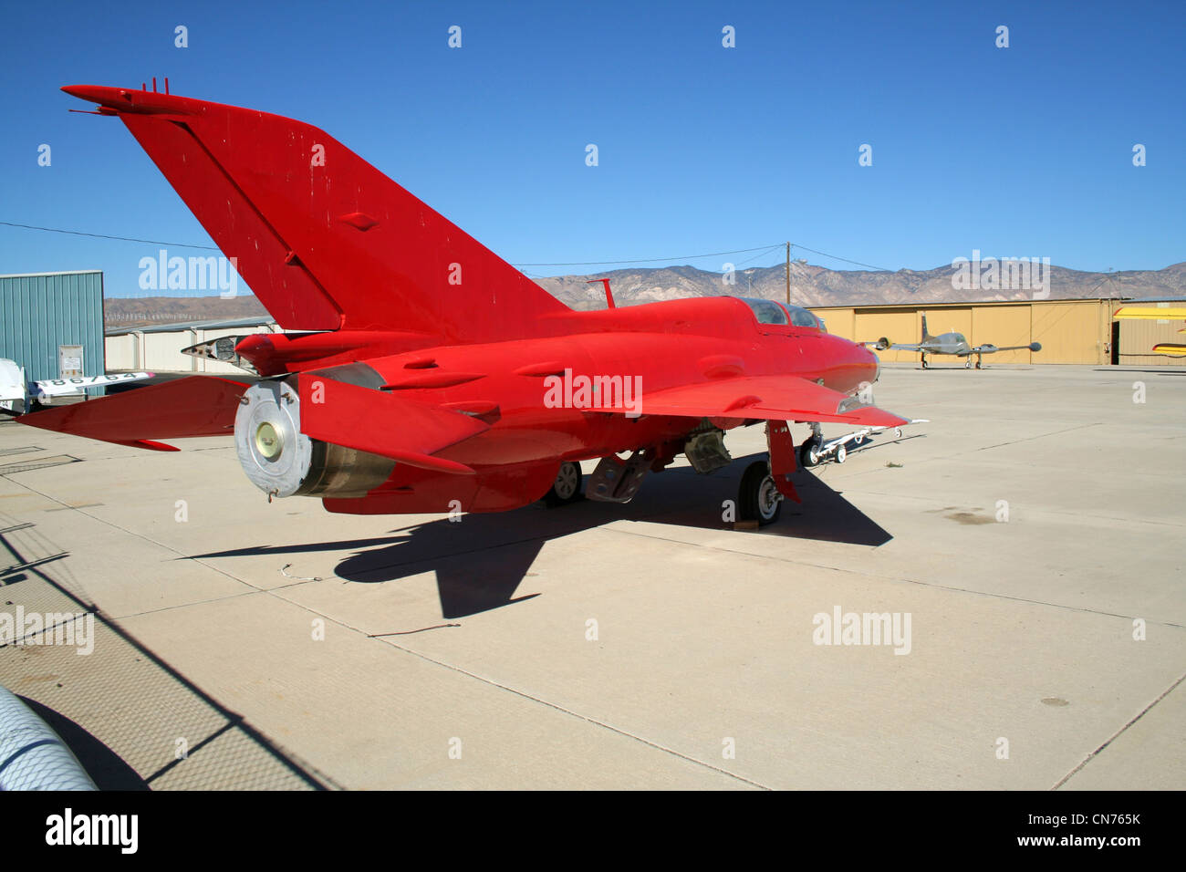 red-mig-21-fishbed-on-a-ramp-at-mojave-a