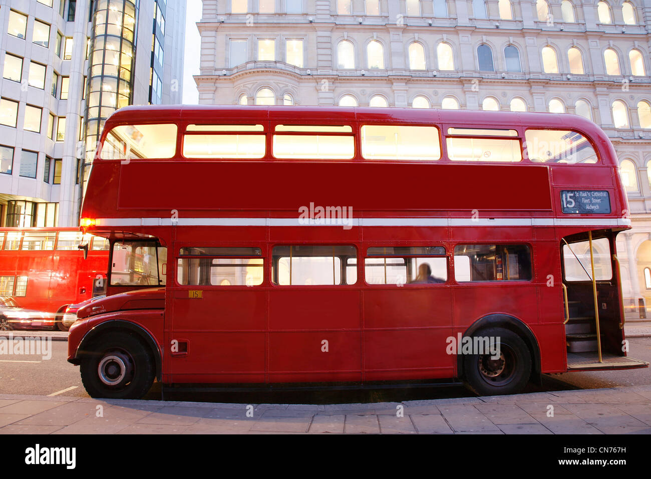 Route Master Bus in the street of London. Route Master Bus is the most ...