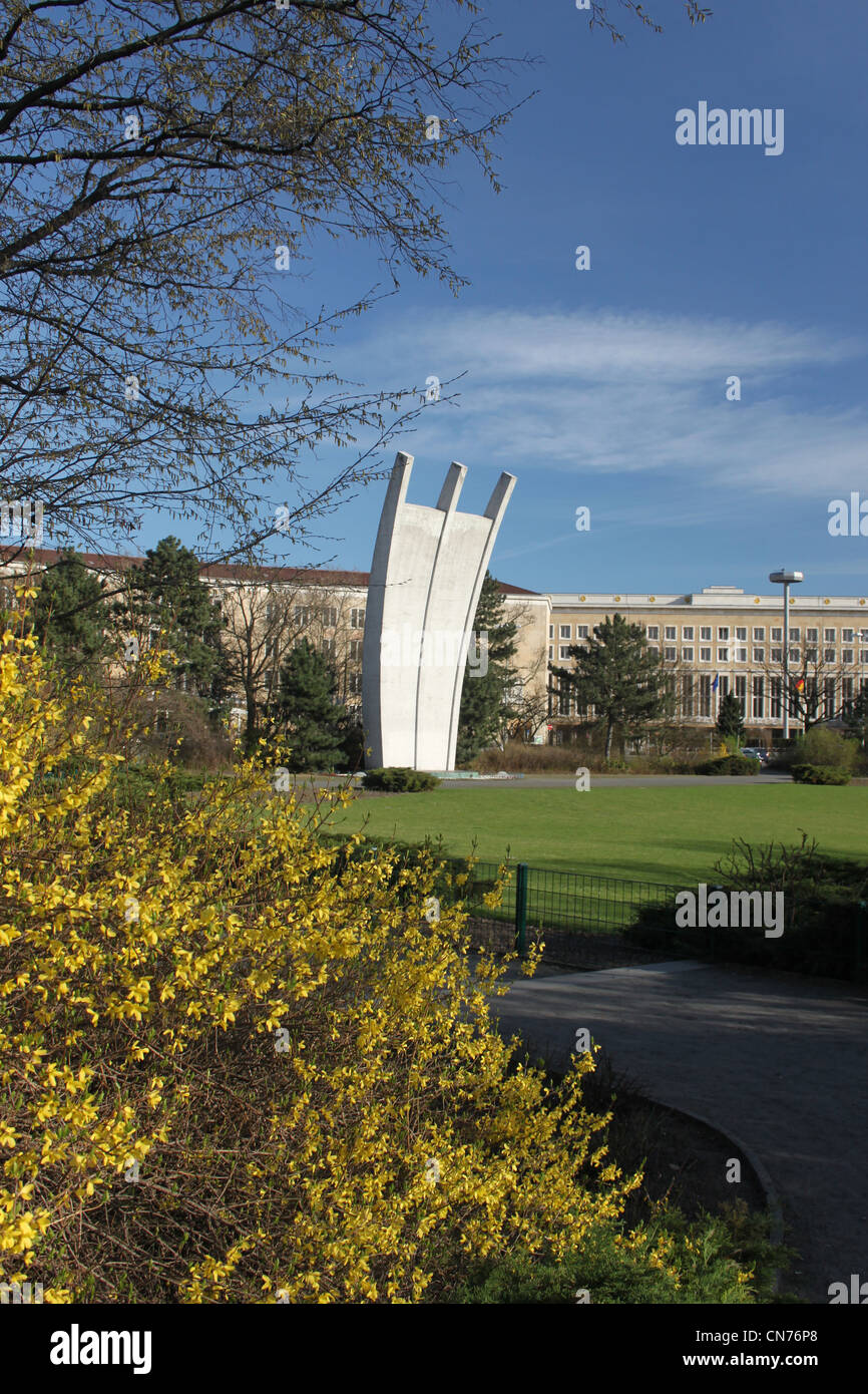 Monument to the Berlin Airlift (Luftbrücke) in Platz der Luftbrücke, near Tempelhof Airport Stock Photo