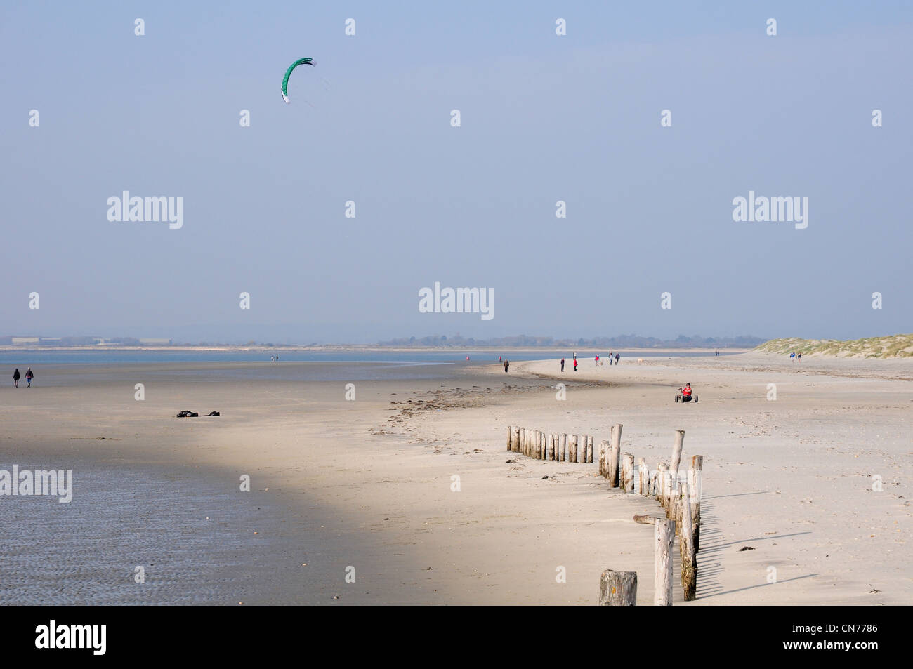 Kite buggying at East Head West Wittering Stock Photo Alamy