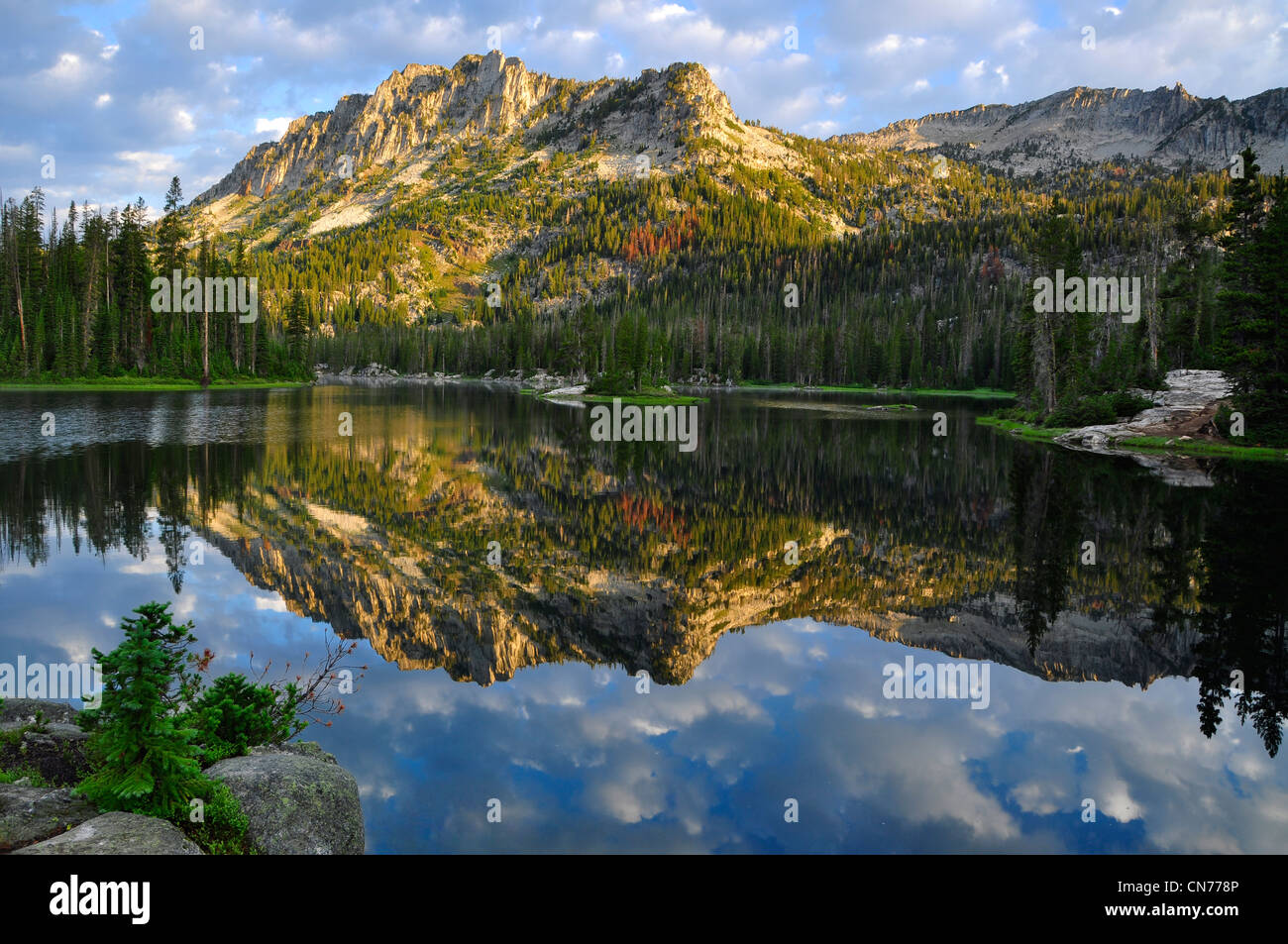 Horseshoe Lake reflection, Wallowa Mountains, Oregon Stock Photo Alamy