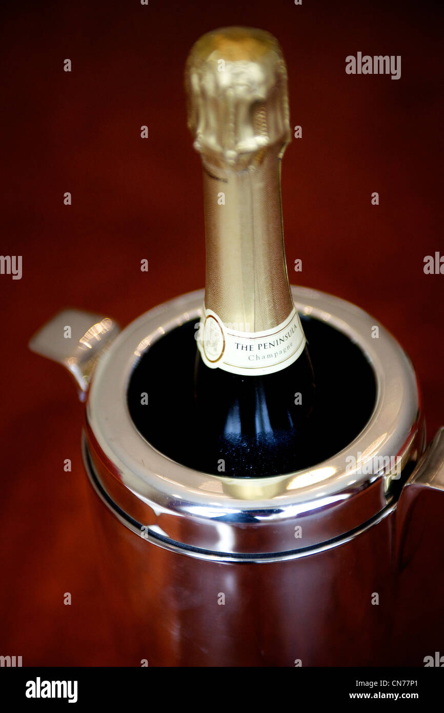 Bottle of champagne in cooler Stock Photo
