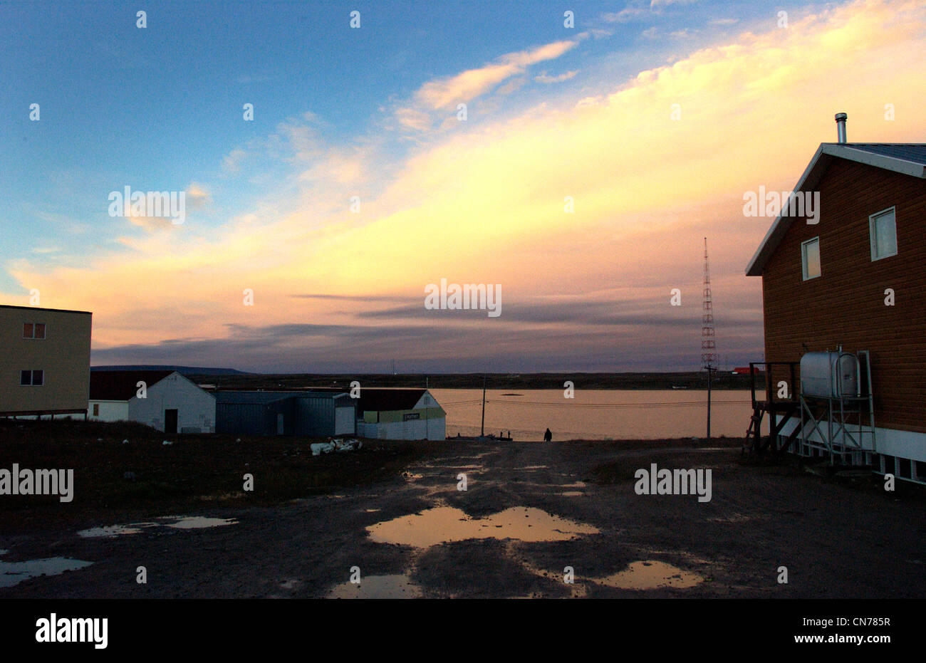 Person Walking to the Bay, Cambridge Bay, Nunavut Stock Photo Alamy
