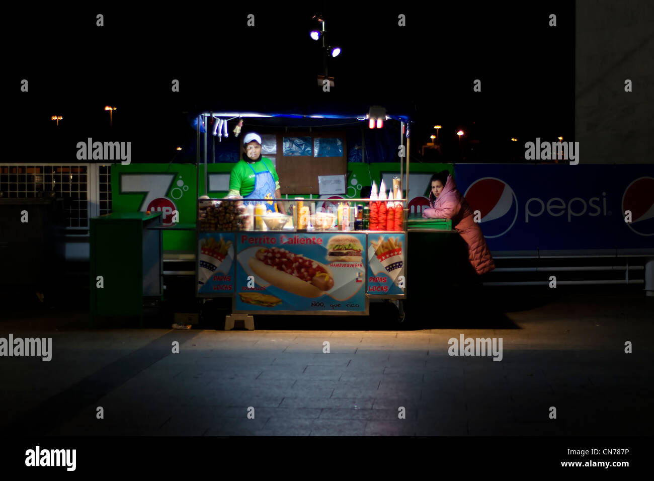 hot dogs seller Stock Photo