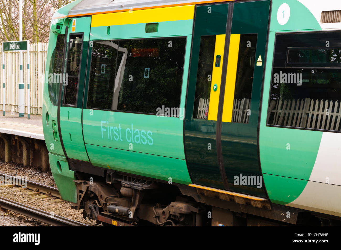 First Class carriage of Southern train, Surrey Stock Photo Alamy