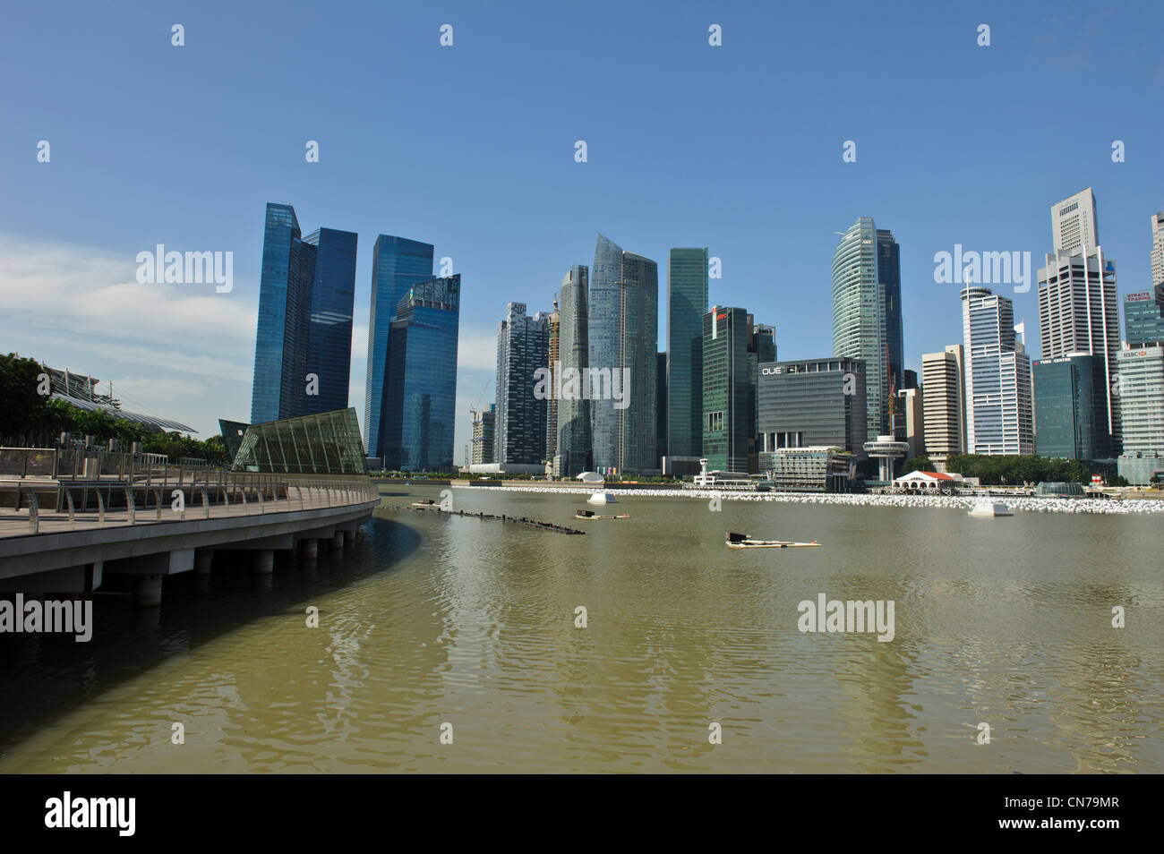 Skyscrapers by Marina Bay, Singapore. Stock Photo