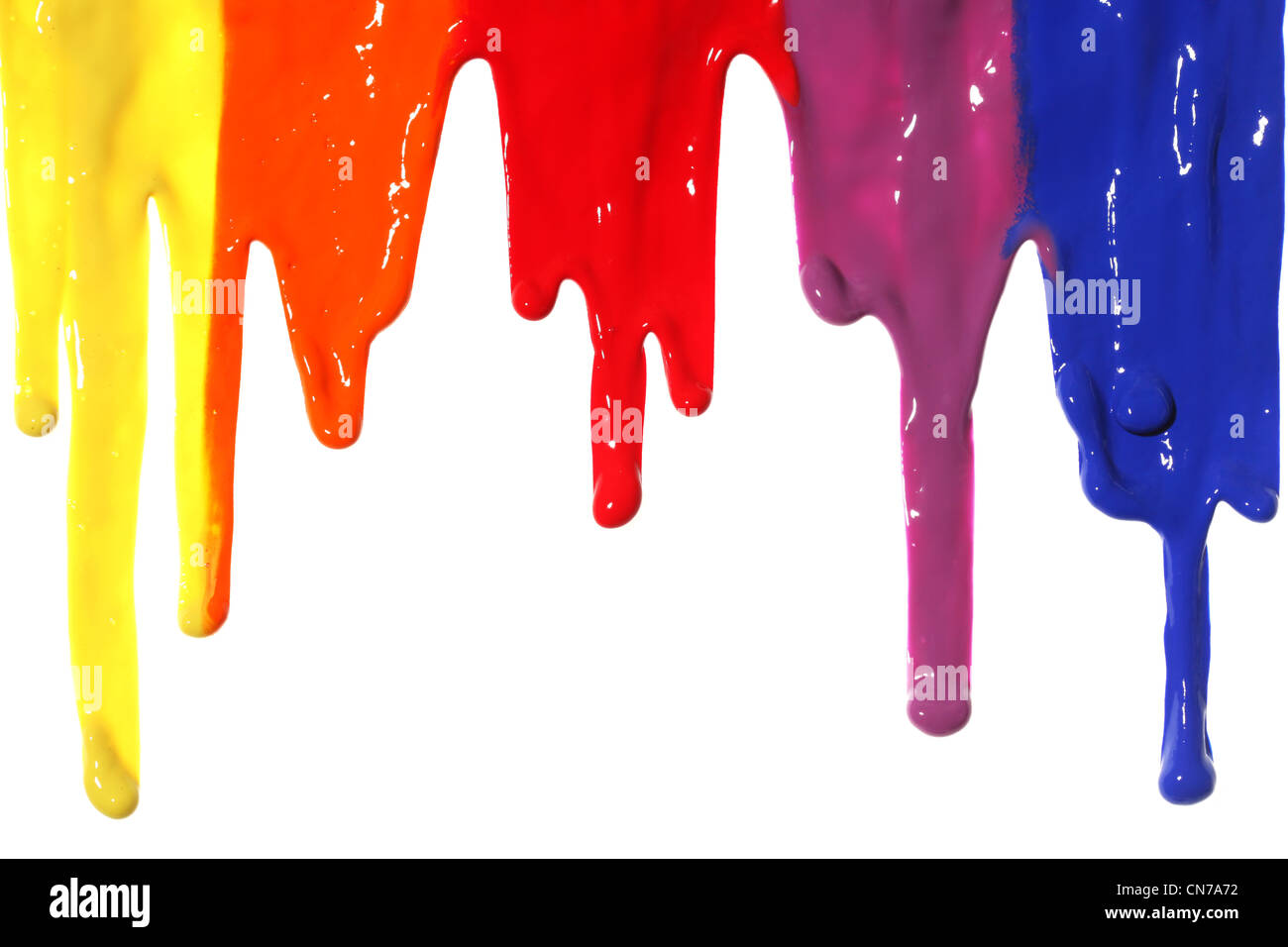 Different colors of paint dripping Stock Photo