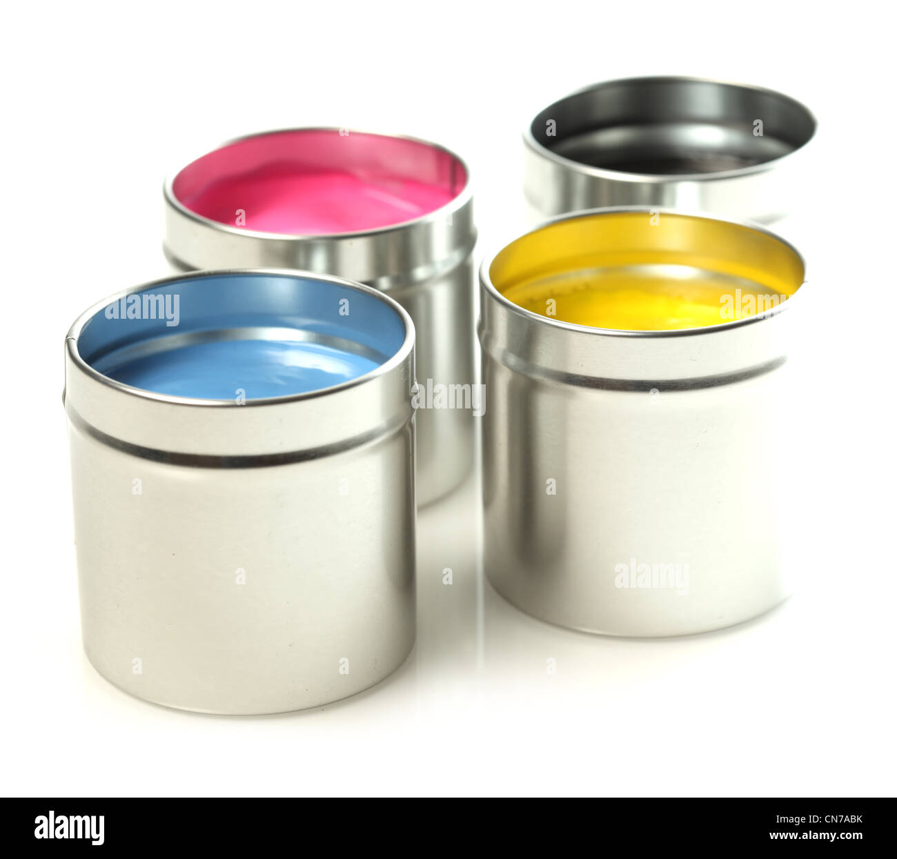 CMYK cans of paint Stock Photo