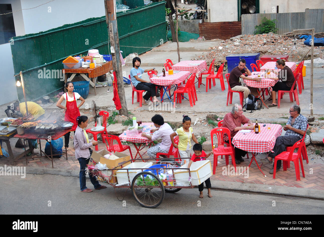 Typical street restaurant in Vientiane, Vientiane Prefecture, Laos