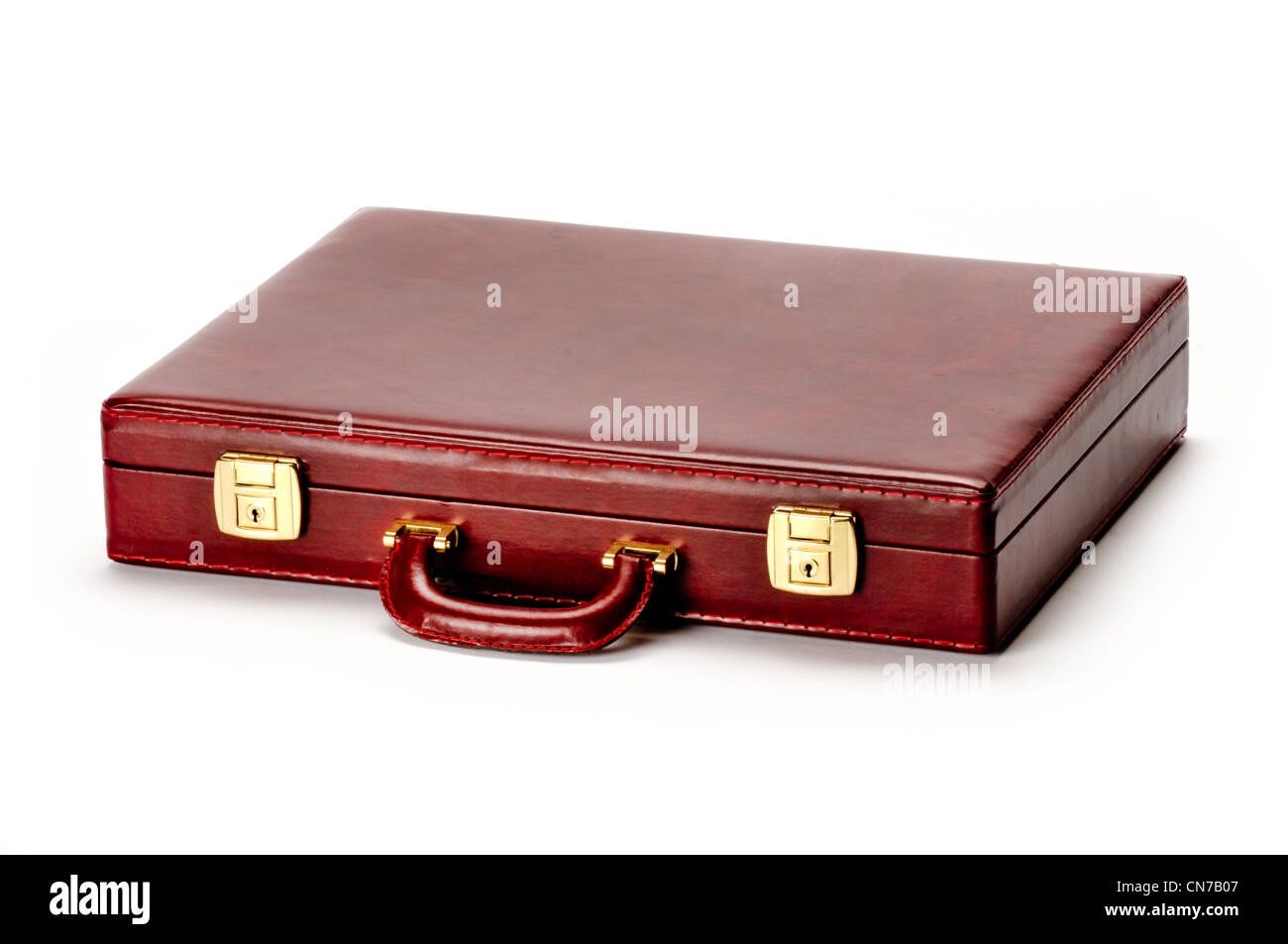 BURGANDY BROWN briefcase on white background Stock Photo