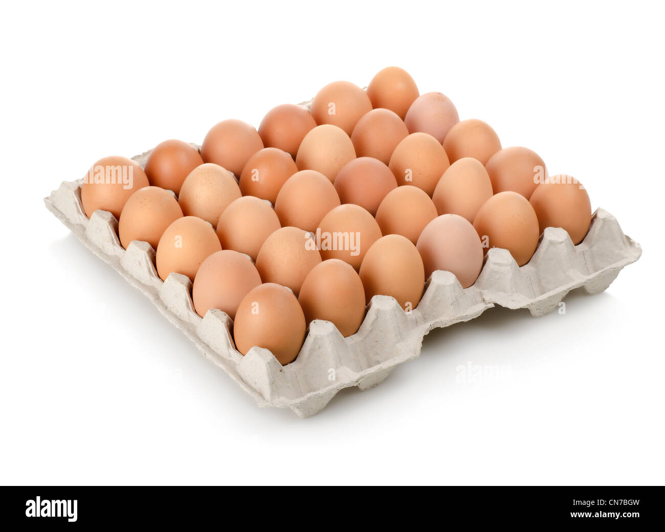 Eggs in a carton isolated on a white background Stock Photo