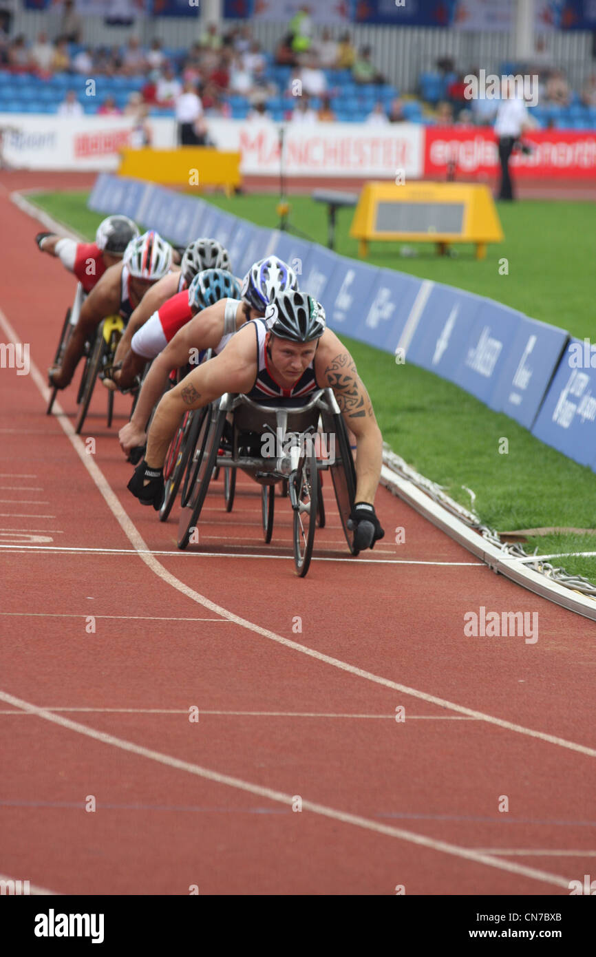 David Weir Paralympian athlete at the Paralympic world cup in Manchester. Stock Photo