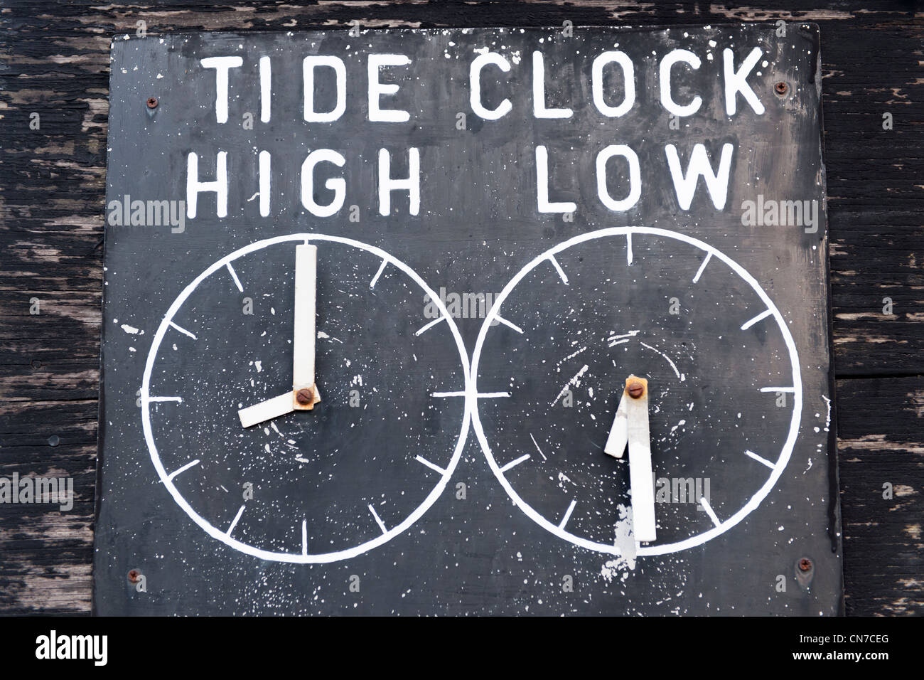 High and Low tide clocks Stock Photo