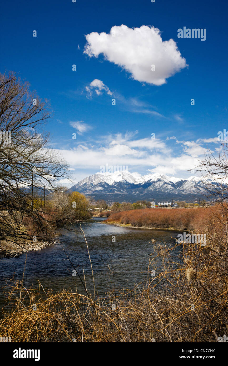The Arkansas RIver runs through the downtown historic district of the 