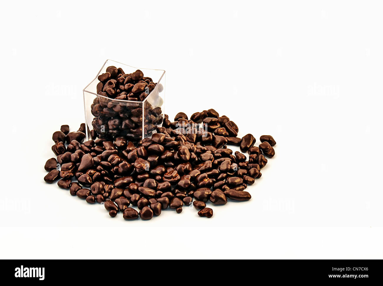Group of chocolate beans isolated on white background Stock Photo