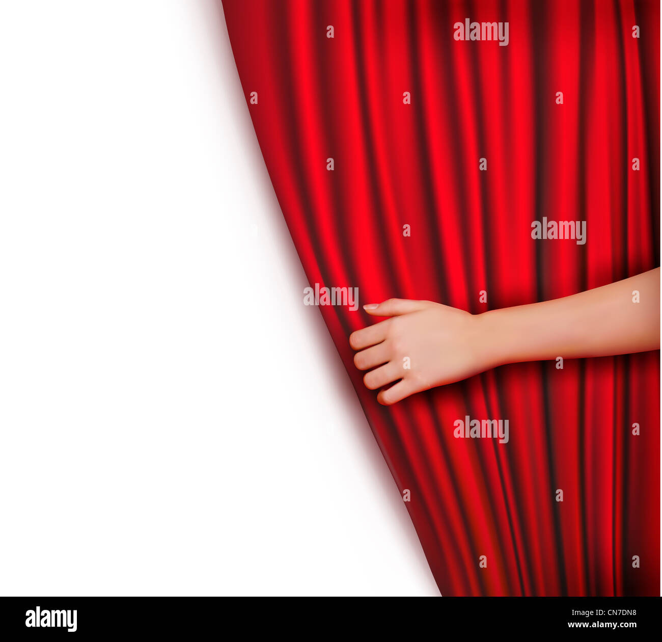 Background with red velvet curtain Stock Photo