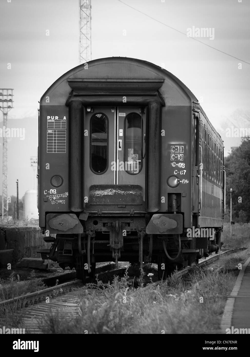 Old train wagon closeup. Stock Photo