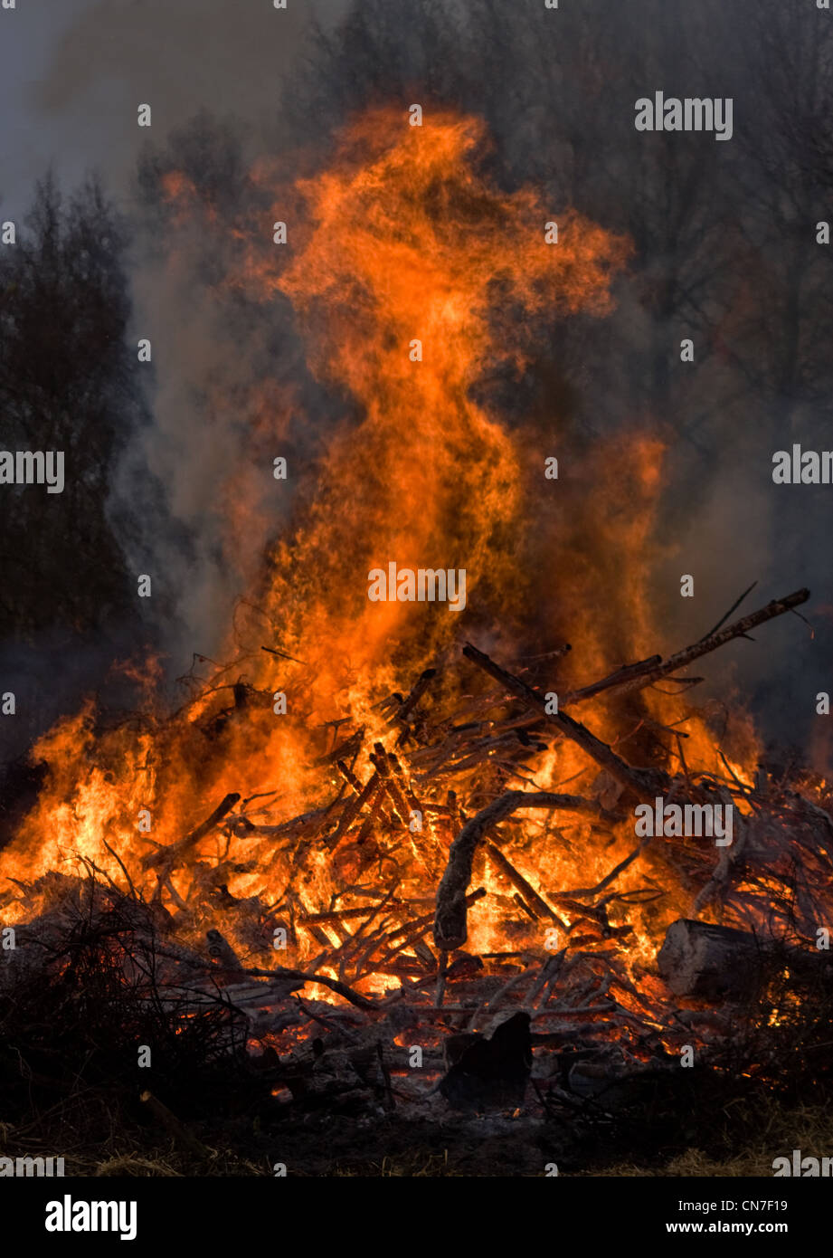 A big bonfire, traditional in the Netherlands at Easter Stock Photo - Alamy
