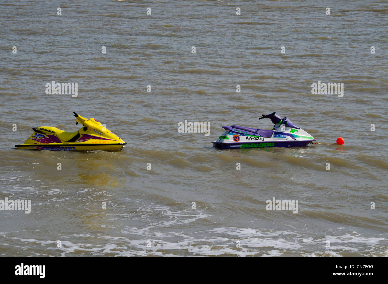 jet ski boats out at sea Stock Photo Alamy