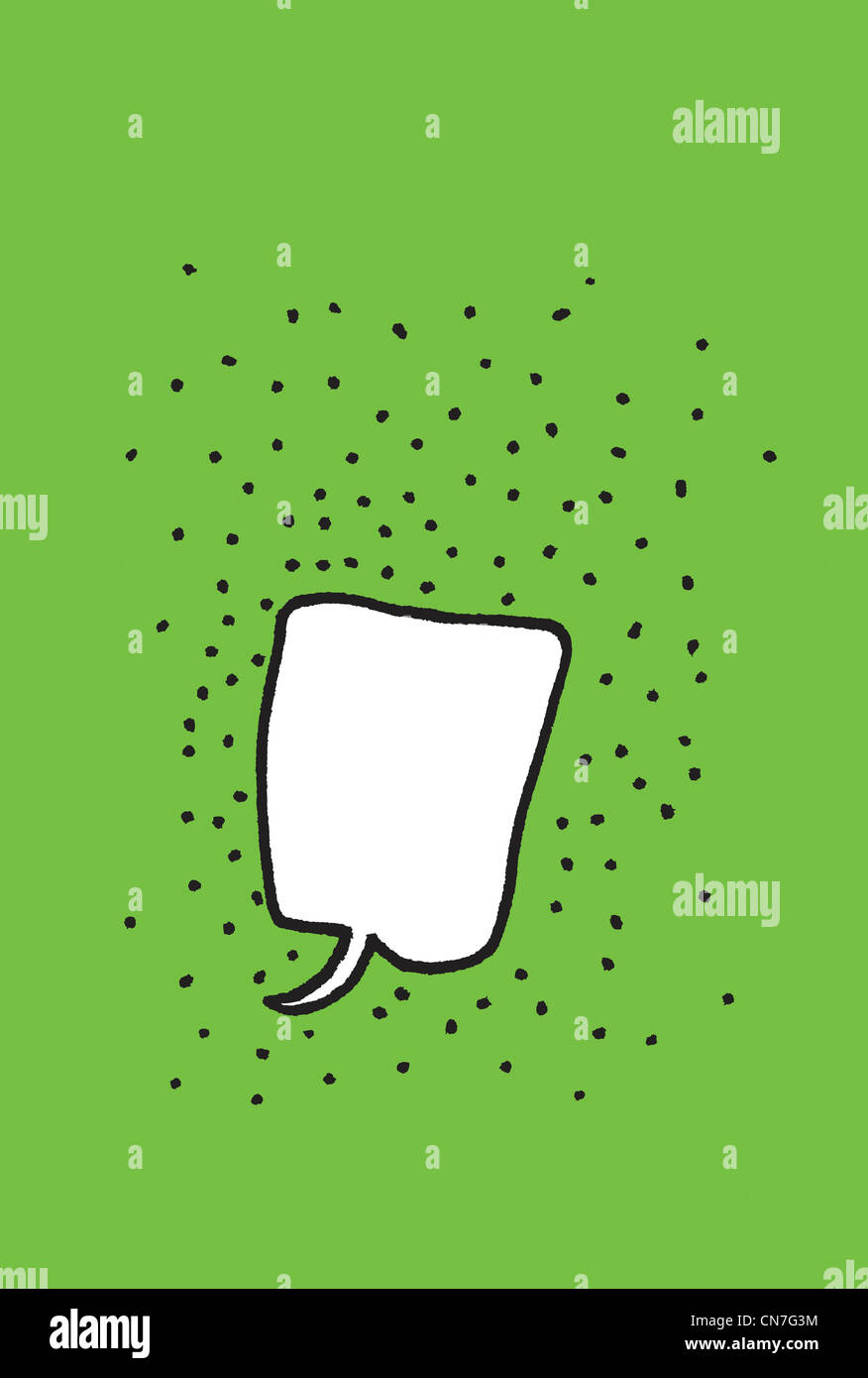 Blank speech bubble surrounded with dots. Green background Stock Photo ...