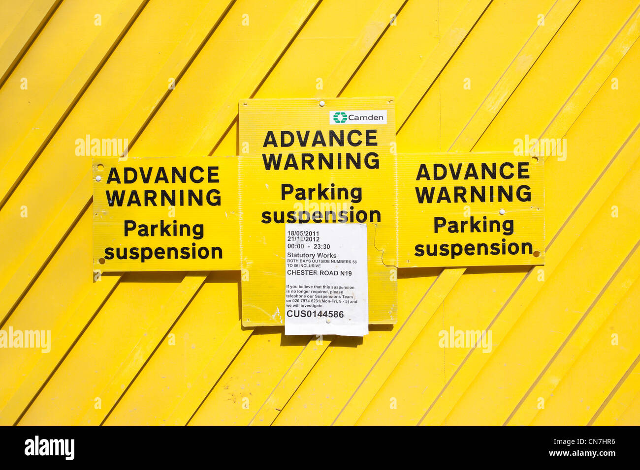 Advance warning Parking suspension Stock Photo Alamy