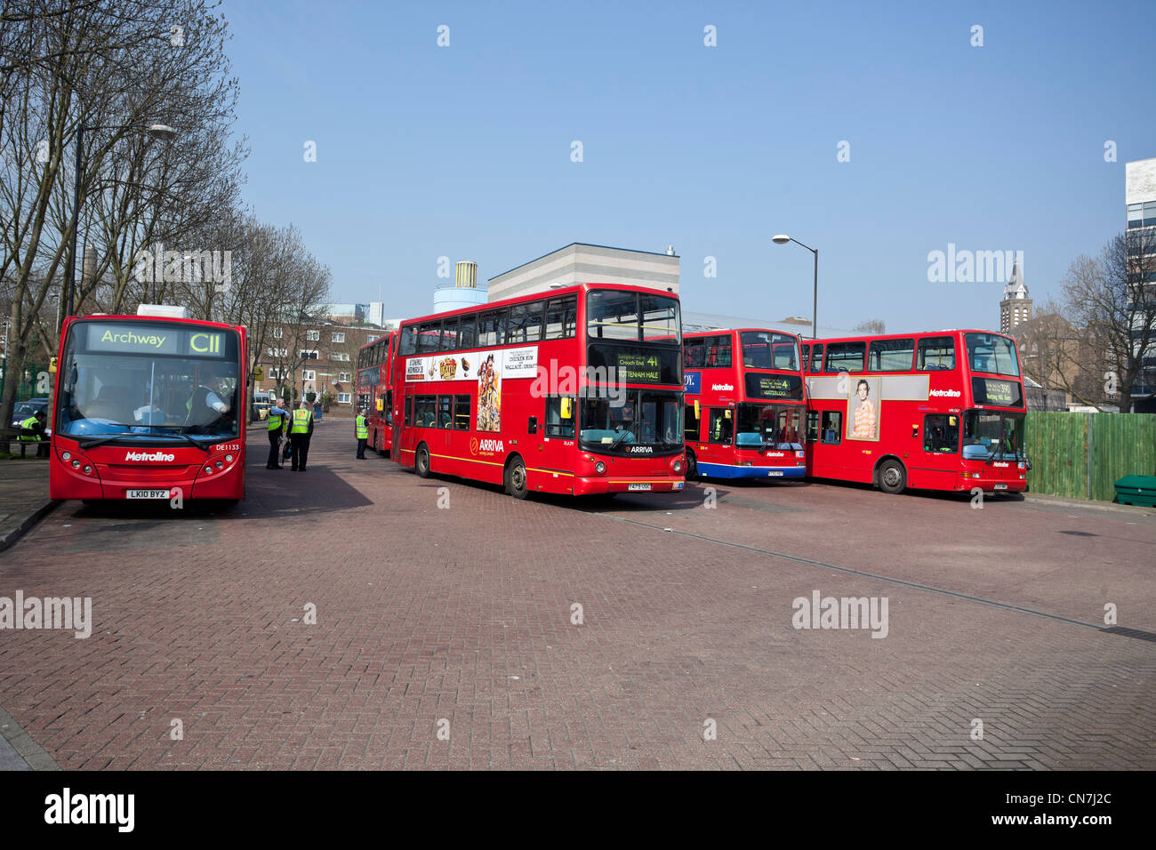 Bus terminus, Archway, London, England, UK Stock Photo