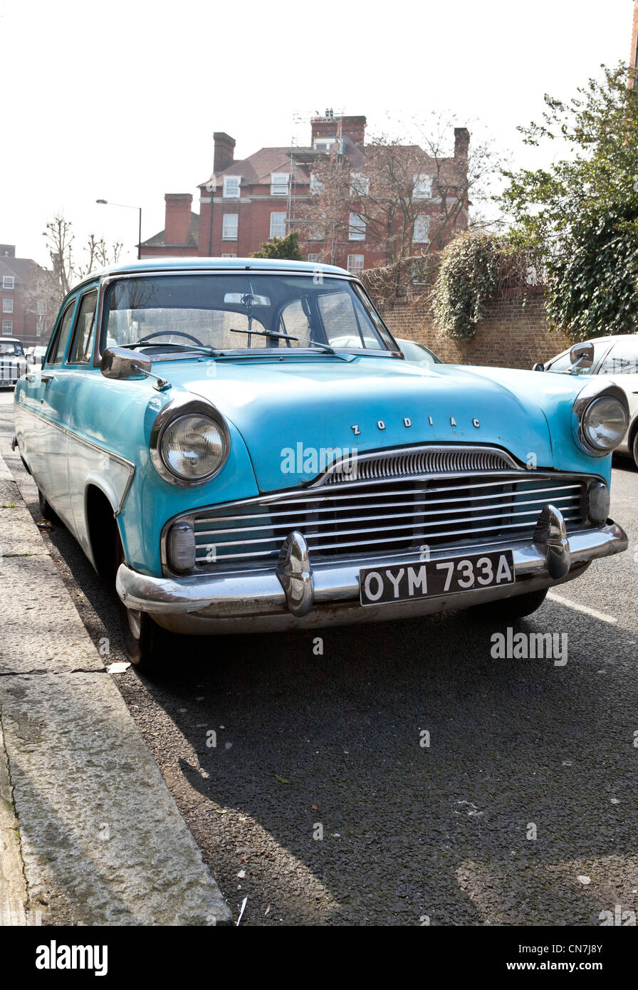 Front view of a Ford Zephyr Zodiac car parked on the street, London, England, UK Stock Photo