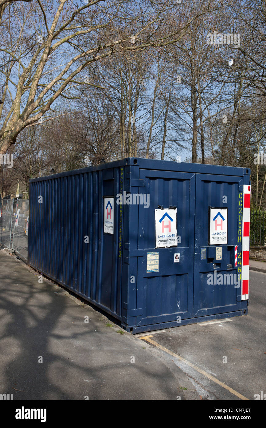 Freight container on a road, London, England, UK. Stock Photo