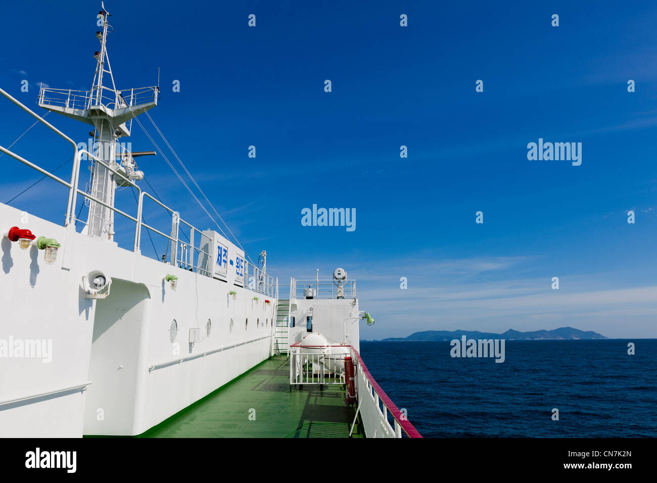 South Korea, Jeju Province, Jeju City, deck of the ferry from Jeju to Wando Stock Photo