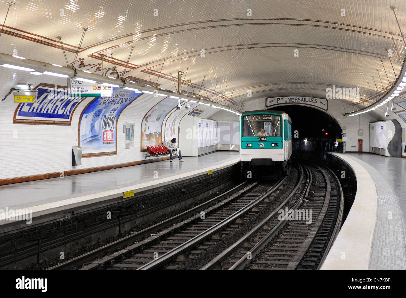France, Paris, Lamarck Caulaincourt metro station Stock Photo Alamy