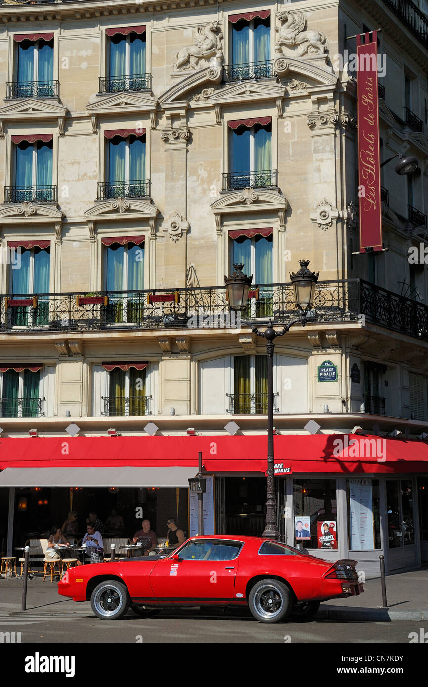 France, Paris, hotel Villa Royal and Omnibus Cafe Stock Photo