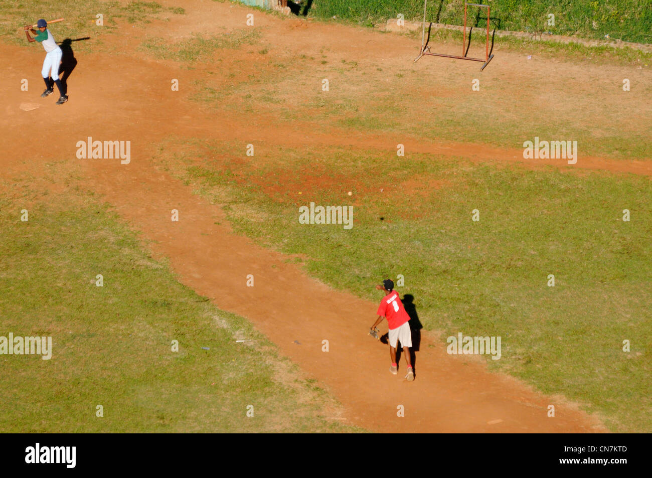 Dominican Republic, Puerto Plata province, Puerto Plata, baseball field from the sky from the cable car from Mount Isabel de Stock Photo