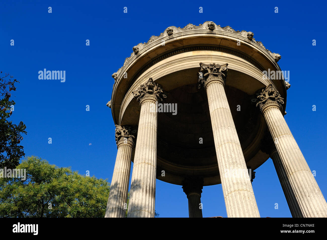 France, Paris, Buttes Chaumont Park, the Belvedere or temple of Sybil Stock Photo