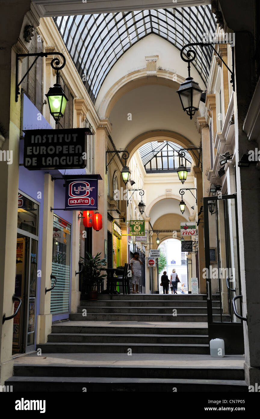 France, Paris, the passage Vendome is a covered walkway between the Place de la Republique in the north and the Rue Beranger in Stock Photo