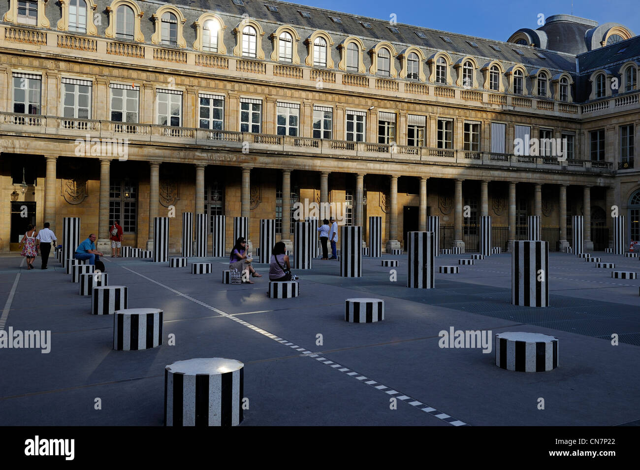 France, Paris, Palais Royal, Buren column Stock Photo