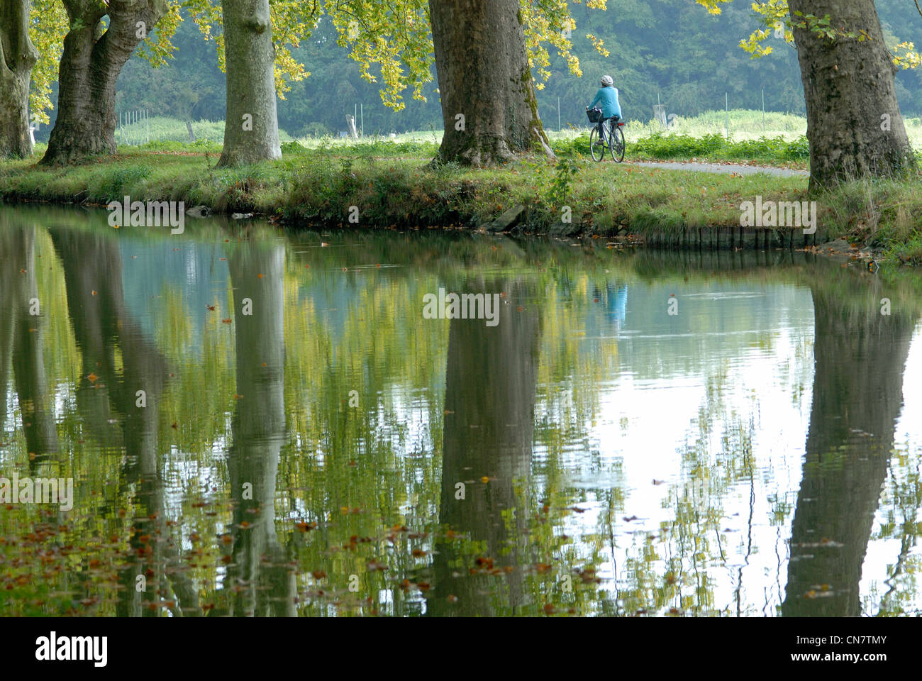 France, Jura, Dole, Euro 6 or Eurovelo Veloroute of rivers, from Nantes to  Budapest, bike path along the Canal du Rhone au Stock Photo - Alamy