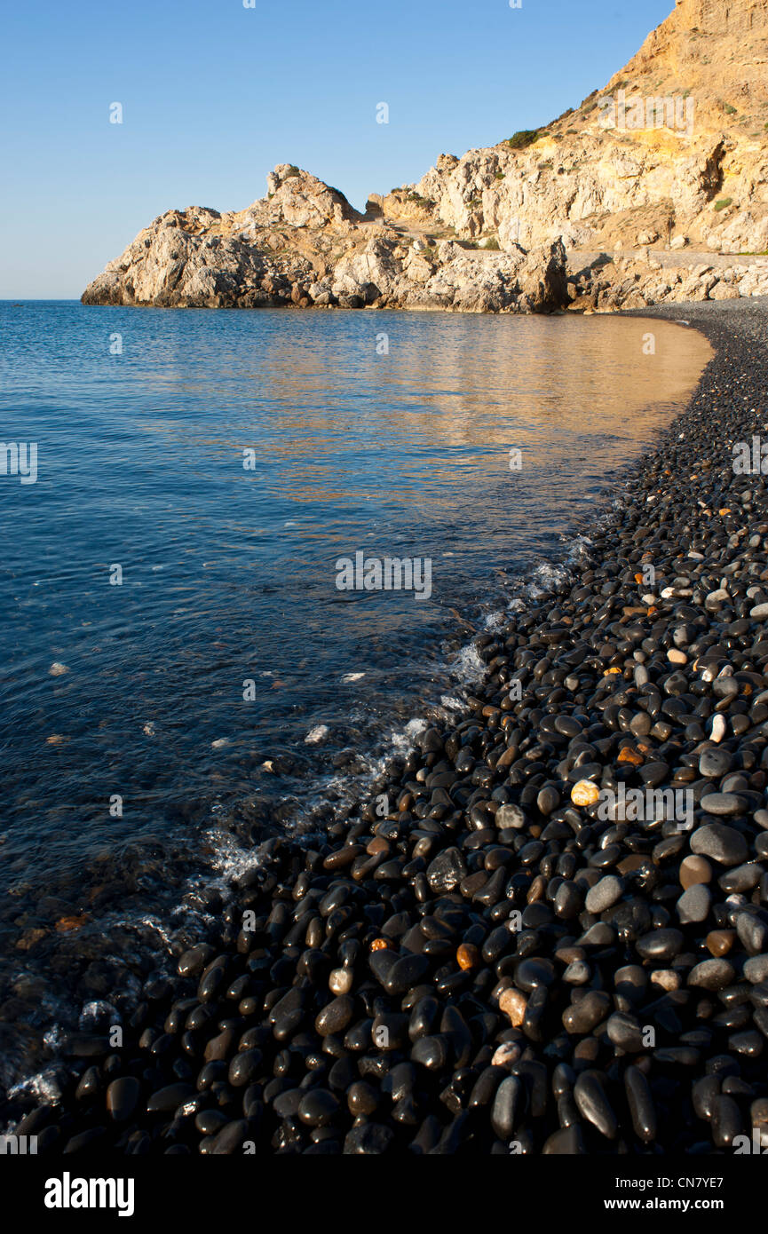 Greece, Chios Island, Emporio, the black pebble beach of Mavra Volia
