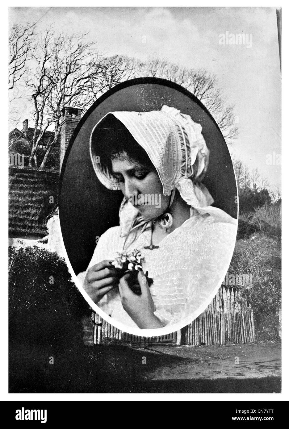 English Country Girl period costume 1905 Stock Photo