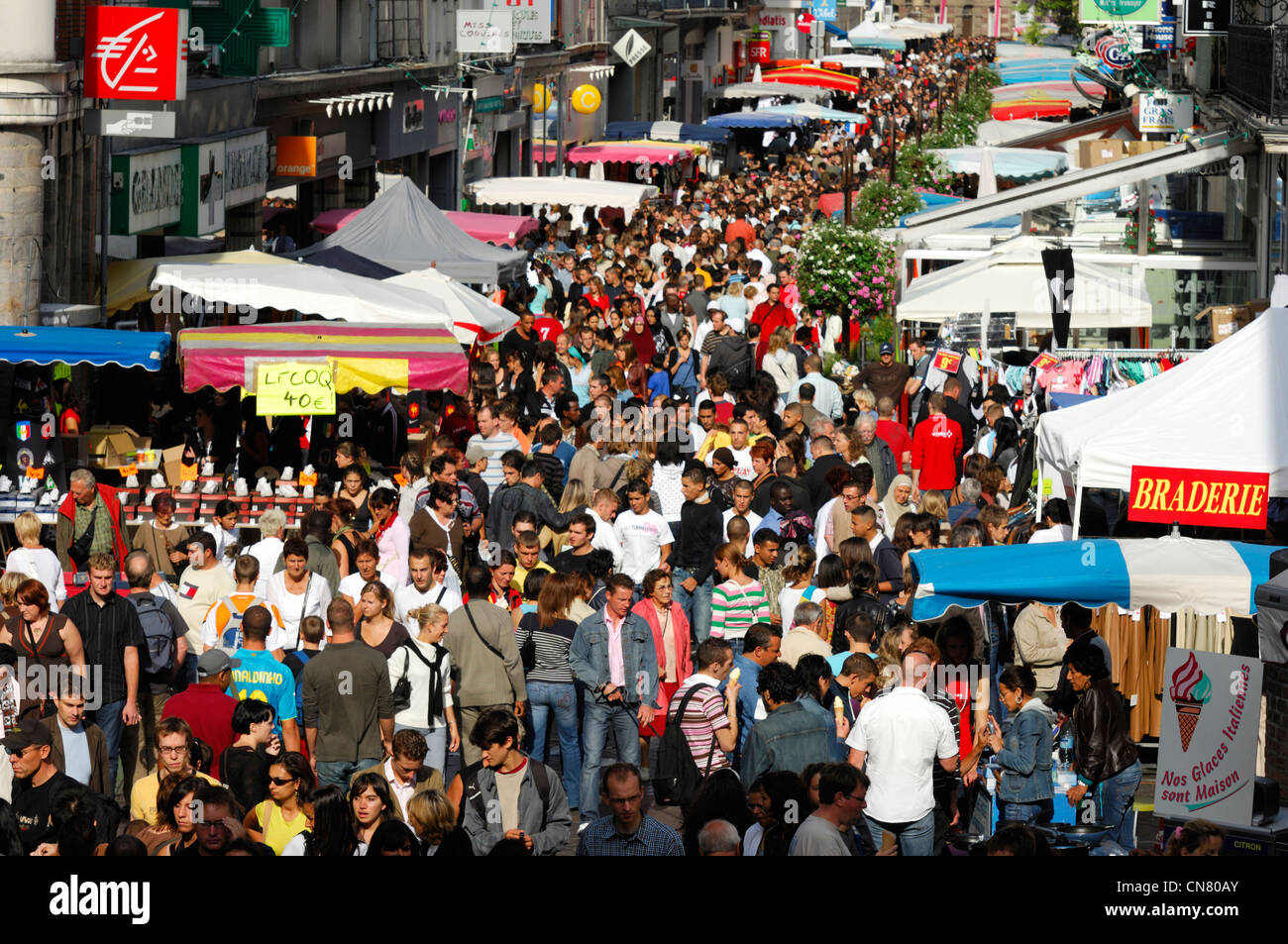 France, Nord, Lille, Braderie de Lille (Flea Market), crowds in the