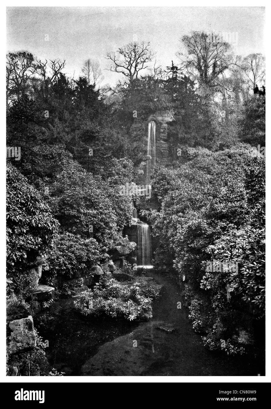Waterfall Chatsworth Garden Estate UK England 1900 Stock Photo