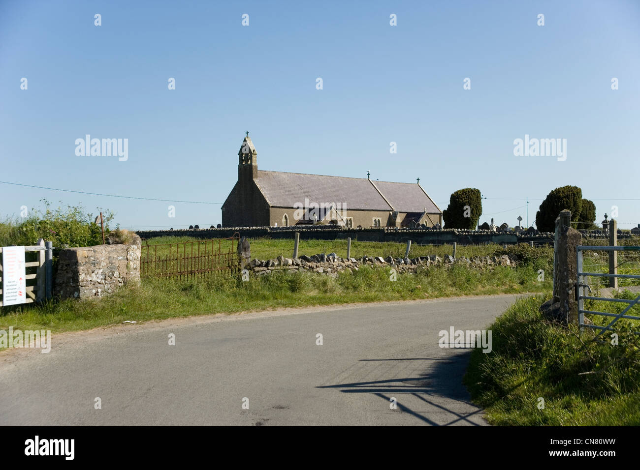 St Peter's church Newborough on Anglesey Stock Photo - Alamy