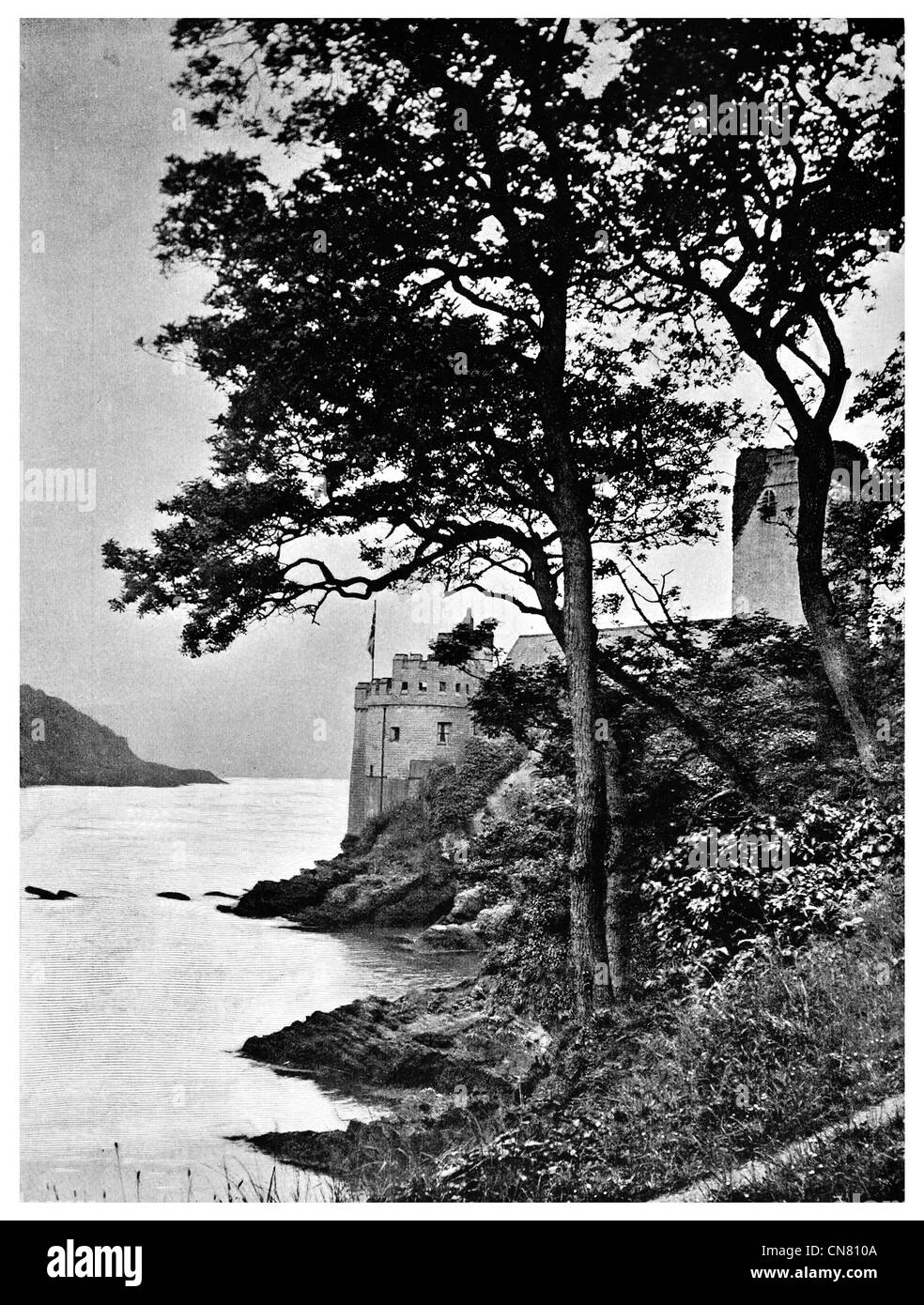 Dartmouth castle Lake 1900 Stock Photo