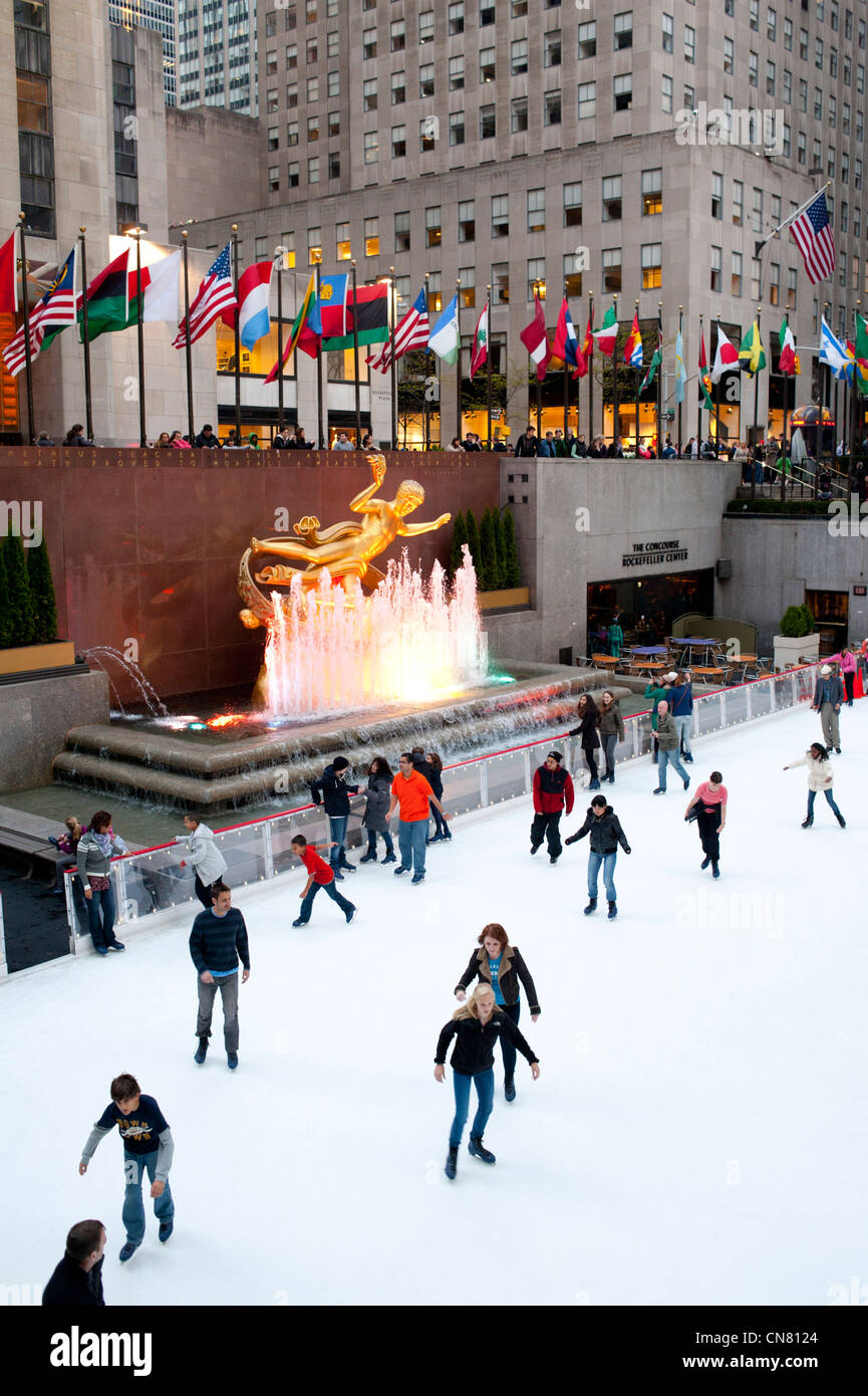 USA New York City Rockefeller Center Ice Skating Rink winter fun