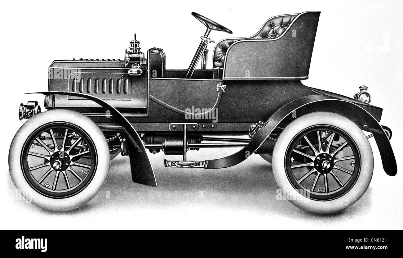 1900 Motor car automotive vehicle road transport driver antique rare Stock Photo