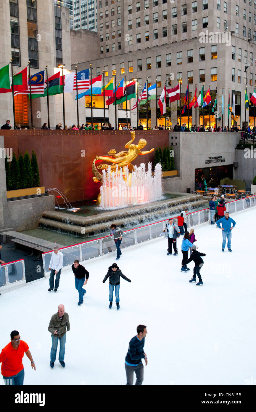 USA New York City Rockefeller Center Ice Skating Rink winter fun