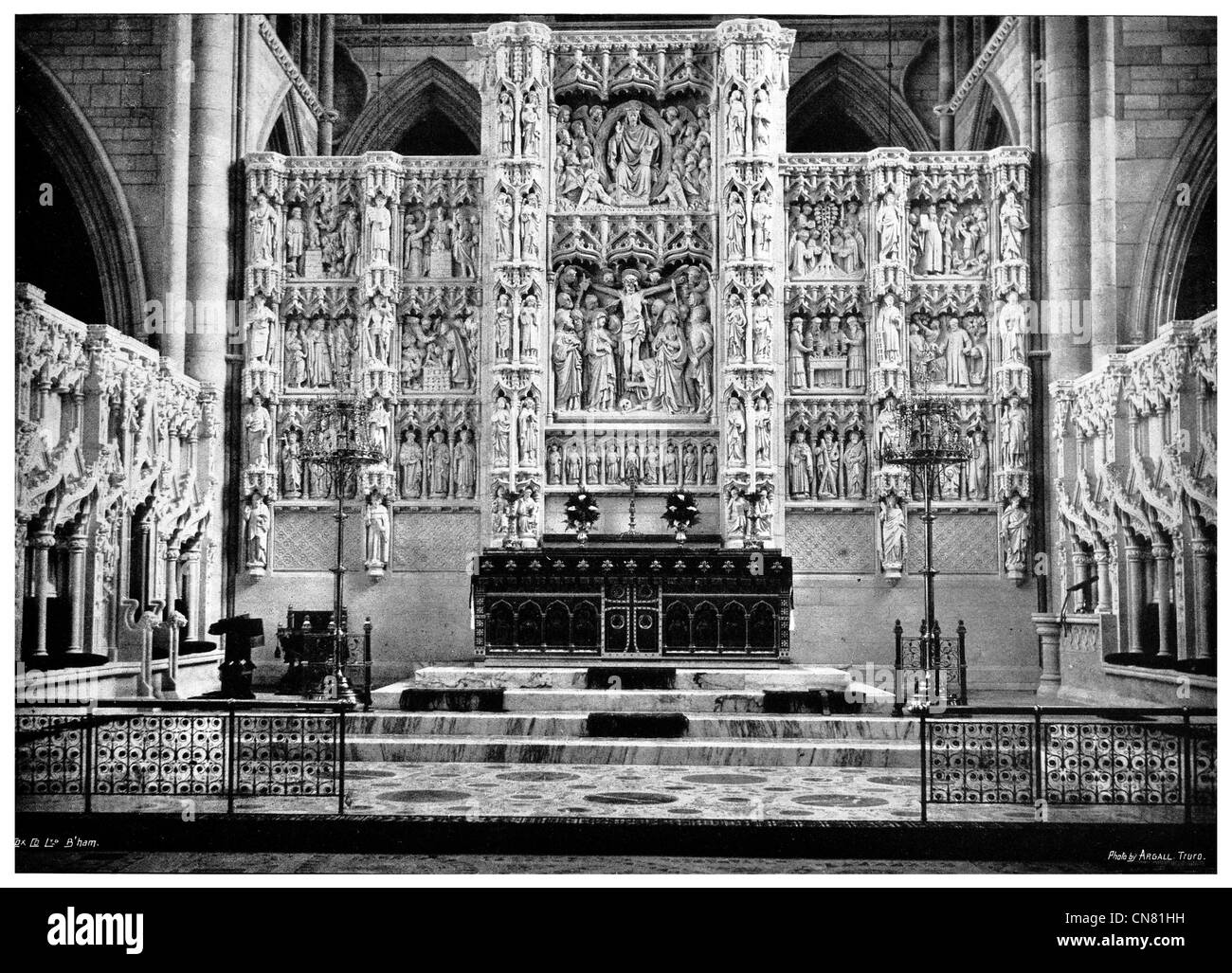 Truro Cathedral interior altarpiece,  screen UK Cathedral of the Blessed Virgin Mary Stock Photo